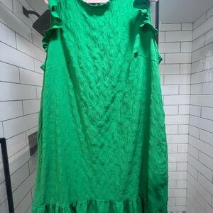 Green Sleeveless Ruffle Dress